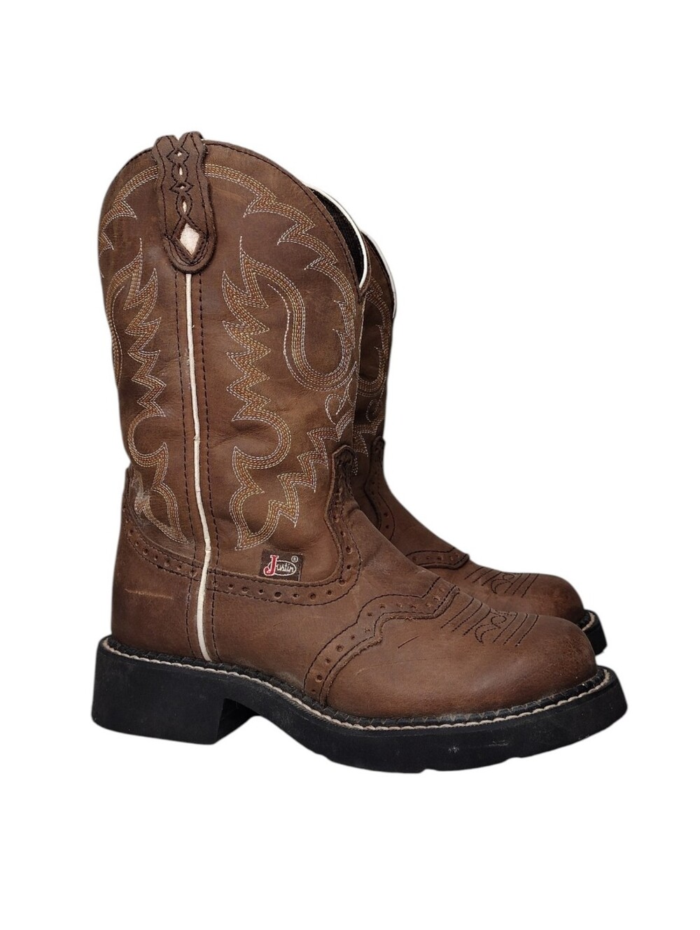 Justin Boots Gypsy Brown Leather Cowgirl Rodeo Western Heeled Boots
